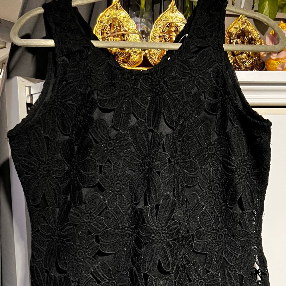Chic Black Floral Lace Strapless Dress